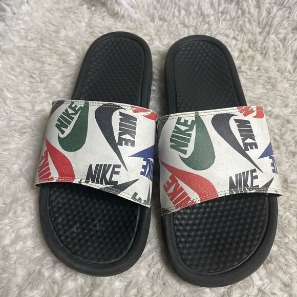 Nike Mens Benassi logo Print Slides sandals SZ11 - Picture 1 of 11